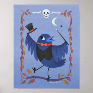 Póster Halloween Raven Crow Moon Art Print