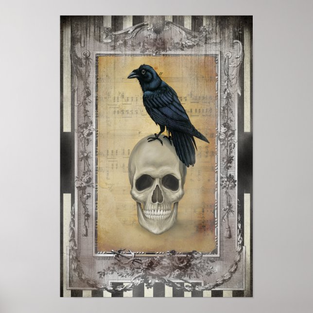 Póster Halloween Raven y Skull (Frente)