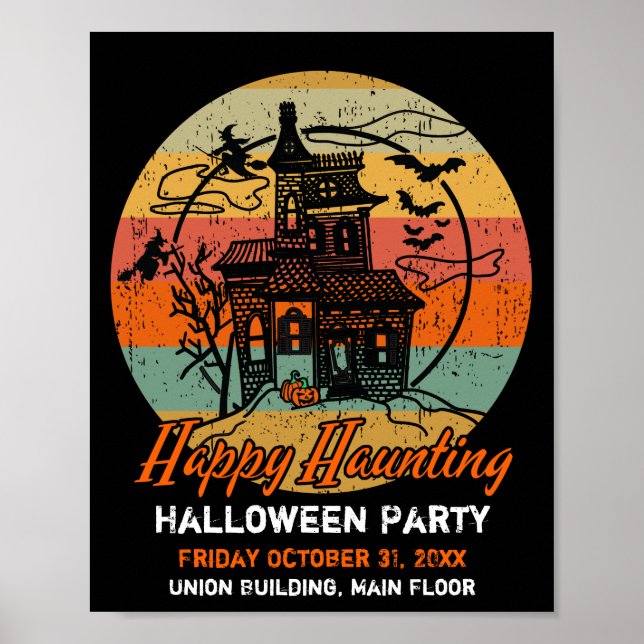 Póster Halloween Retro Feliz Haunting Haunting (Frente)