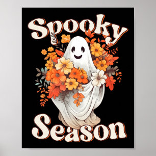 Póster Halloween retro Hippie lindo fantasma época de fie
