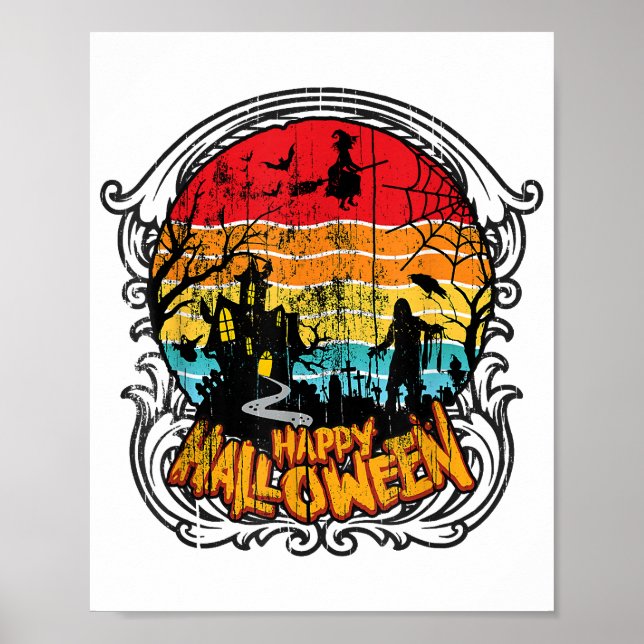 Póster Halloween retro vintage (Frente)