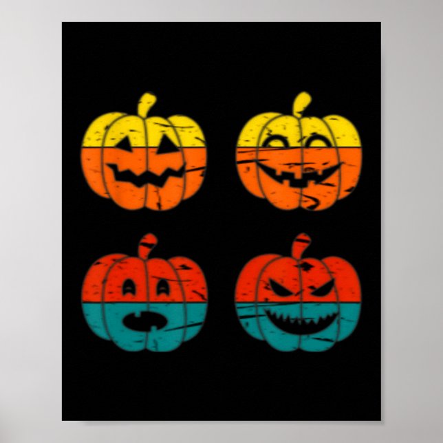 Póster Halloween retro vintage Jack O Lantern (Frente)