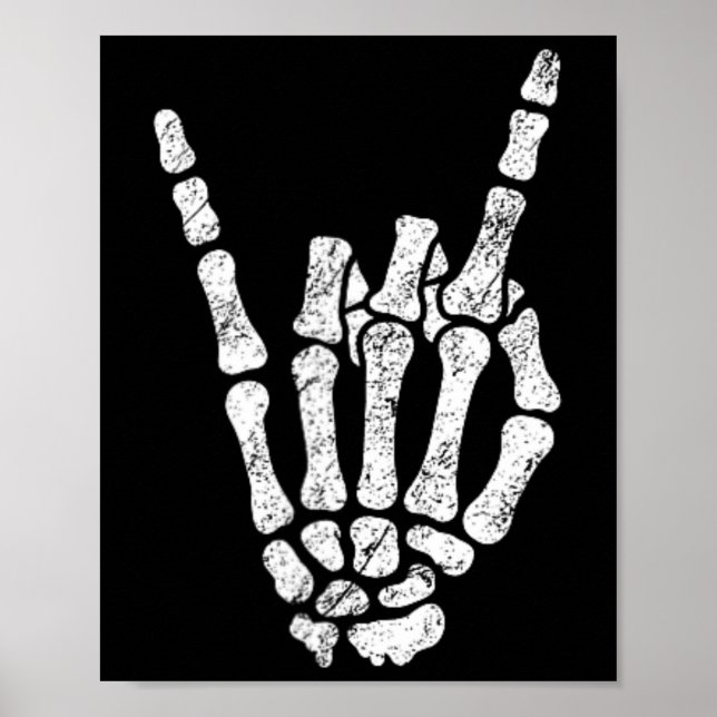 Póster Halloween Rock Hand Rótulo Skeleton Rock N Rolmb S (Frente)