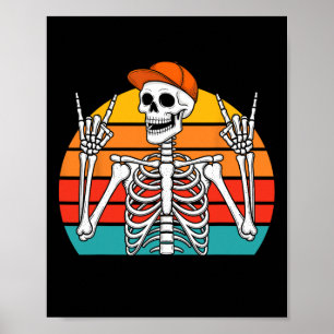 Póster Halloween Rocker Skeleton Cap Guay Punk Rock Men B