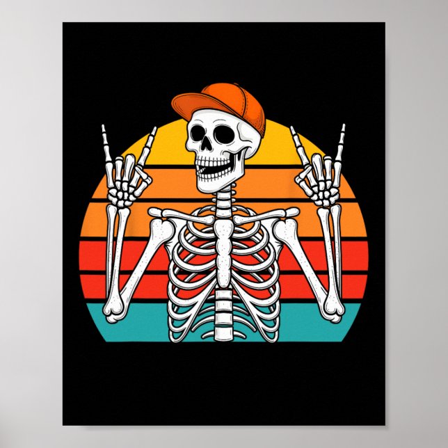 Póster Halloween Rocker Skeleton Cap Guay Punk Rock Men B (Frente)