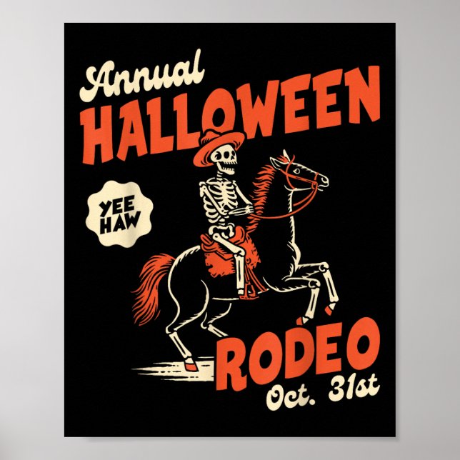 Póster Halloween Rodeo Horse Western Cowboy Fall Autumn S (Frente)