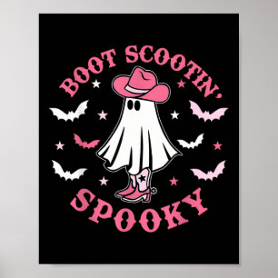 Póster Halloween Rosa Occidental Cowboy Ghost Boot Scooti