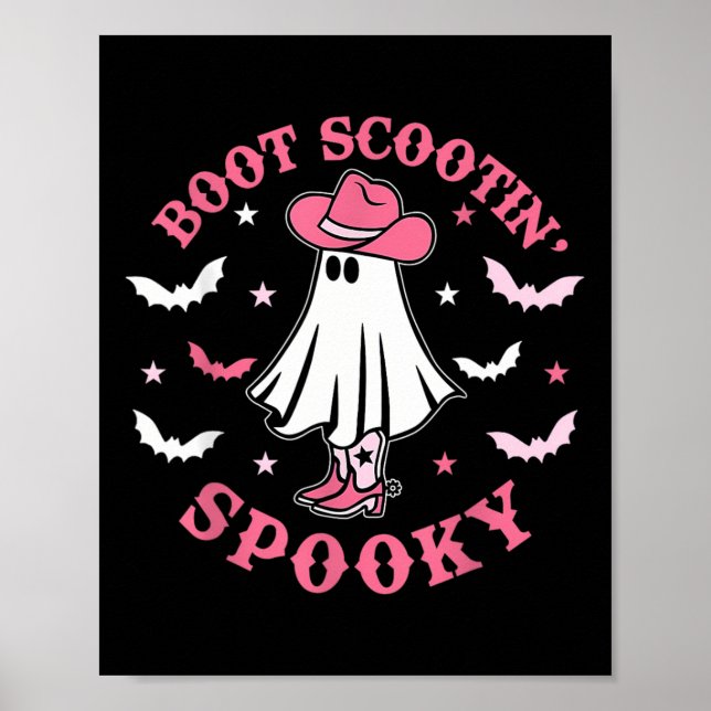 Póster Halloween Rosa Occidental Cowboy Ghost Boot Scooti (Frente)