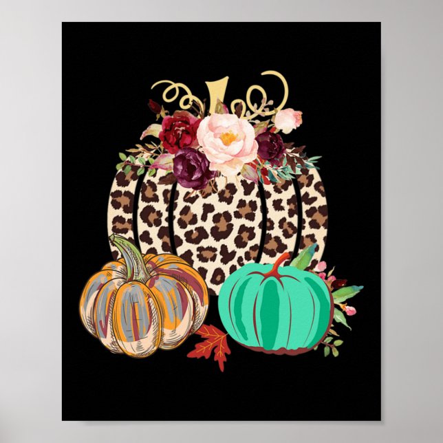 Póster Halloween Rústico De La Calabaza Del Leopardo Caíd (Frente)