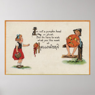 Póster Halloween saludo a un niño cerca