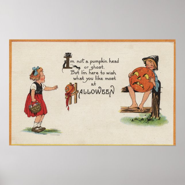 Póster Halloween saludo a un niño cerca (Frente)