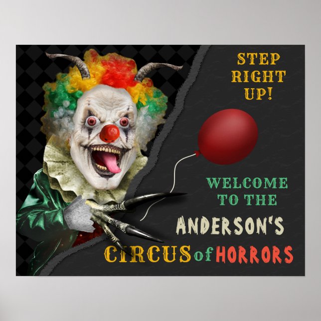 Póster Halloween Scary Clown Adulto Creepy Circus Fiesta (Frente)