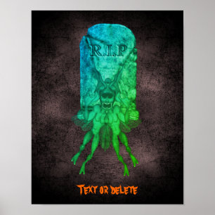 Póster Halloween Scary Goblin Tombstone personalizado
