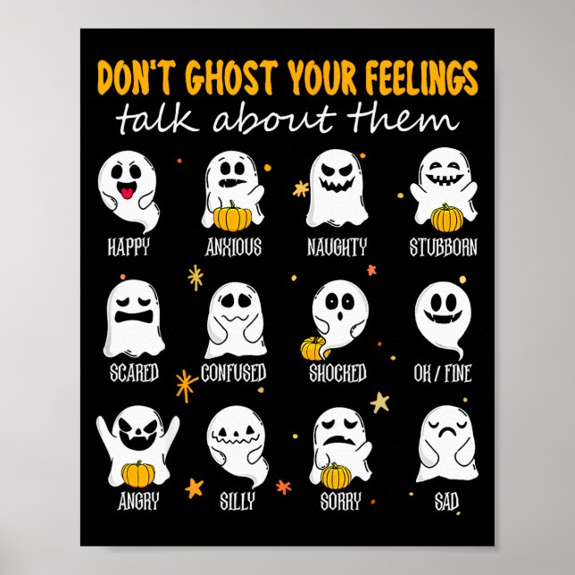 Póster Halloween School Counselor Don't Ghost Your Feelin (Frente)