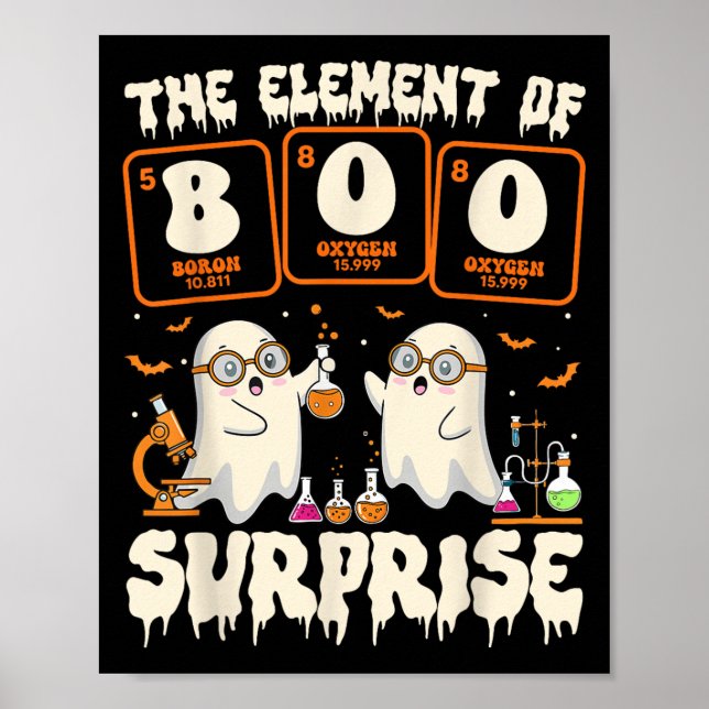 Póster Halloween Science Ghost Teacher The Element Of Sur (Frente)