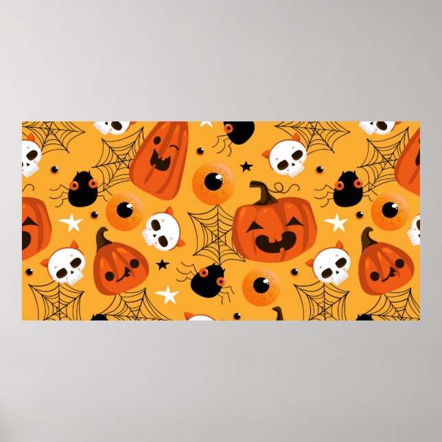 Póster Halloween seamless pattern with cute pumpkins, sku (Frente)