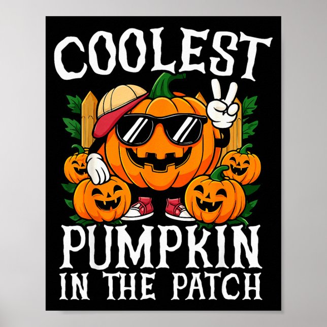 Póster Halloween Shirt Boys Girls Kids Coolest Pumpkin In (Frente)