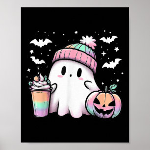 Póster Halloween Shirt Funny Ghost Coffee Spooky Season H