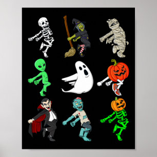 Póster Halloween Shoot Dance Monsters Skeleton Boys Chica