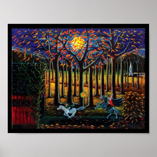 Póster Halloween, sin cabeza, jinete, poster, somnoliento (Frente)