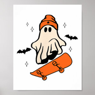 Póster Halloween Skateboard Boo Retro Halloween Niños hom