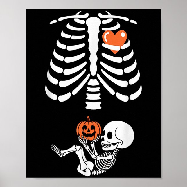 Póster Halloween Skeleton Baby Rib Cage Maternity Pregnan (Frente)