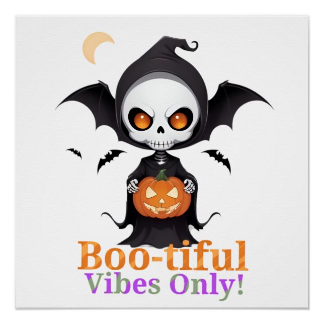 Póster Halloween Skeleton Bat Vibes (Anverso)