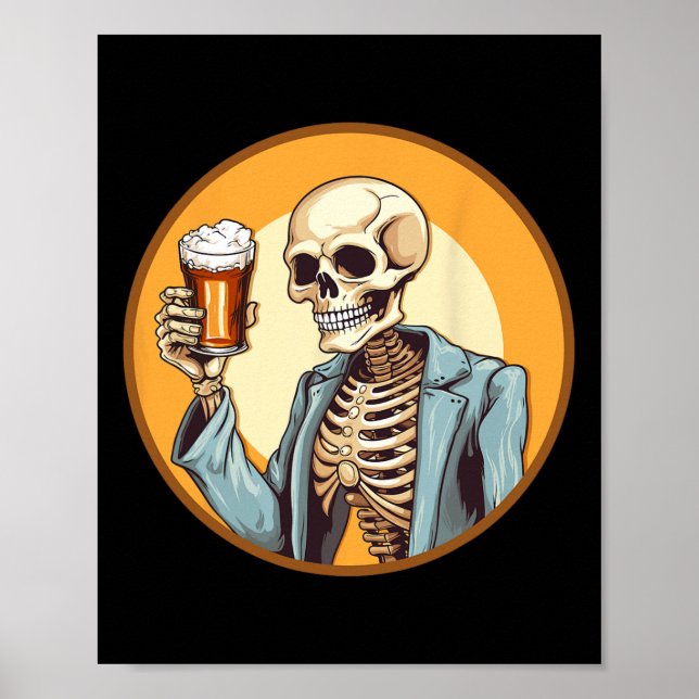 Póster Halloween Skeleton Beer (Frente)