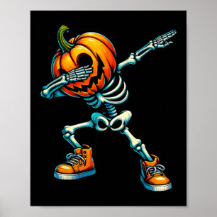 Póster Halloween Skeleton Boys Trick Tret Funny Pumpkin