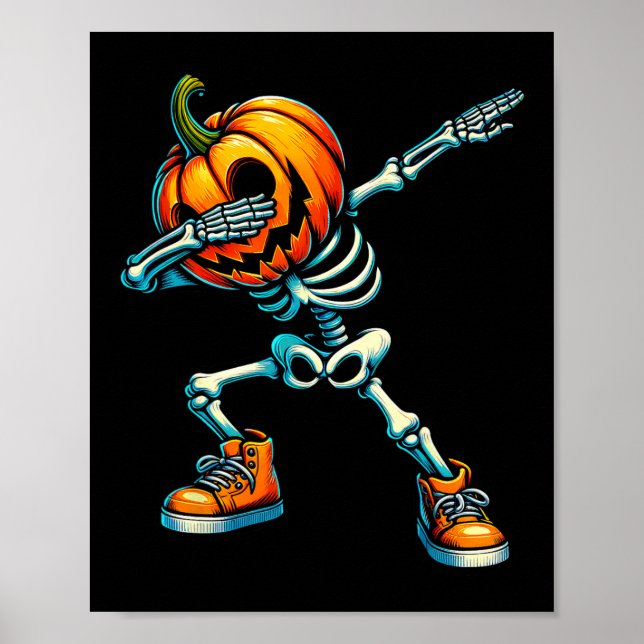 Póster Halloween Skeleton Boys Trick Tret Funny Pumpkin (Frente)