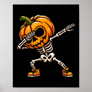 Póster Halloween Skeleton Boys Trick Tret Funny Pumpkin
