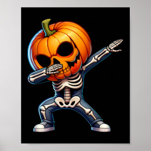 Póster Halloween Skeleton Boys Trick Tret Funny Pumpkin