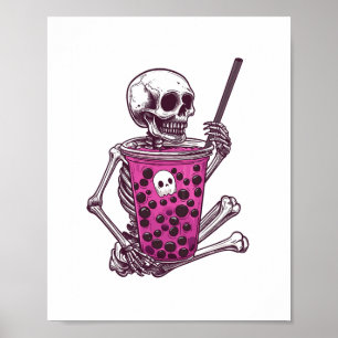 Póster Halloween Skeleton Bubble Tea