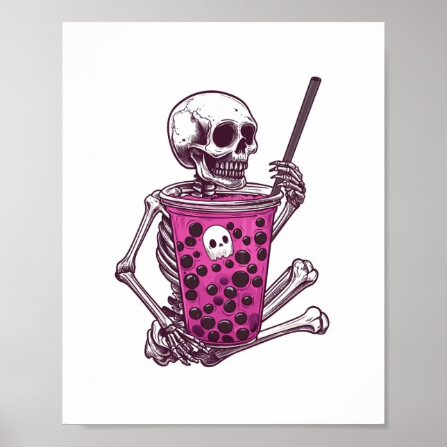 Póster Halloween Skeleton Bubble Tea (Frente)