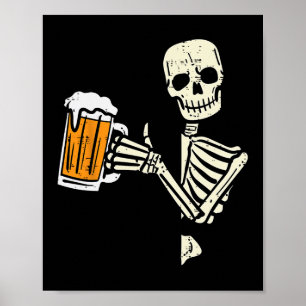 Póster Halloween Skeleton Dad Funny Lazy Skull Costume Pa