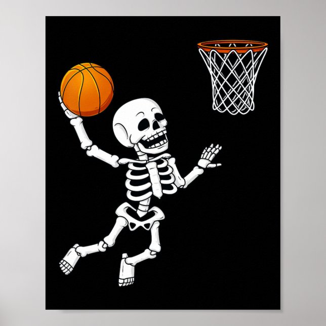 Póster Halloween Skeleton Dunking Baloncesto Chicas K (Frente)