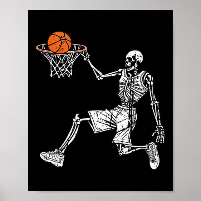 Póster Halloween Skeleton Fun Bysketbyll Team Player Slam (Frente)