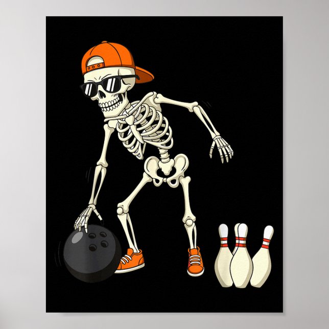 Póster Halloween Skeleton Funny Bowling Lovers For Teens  (Frente)