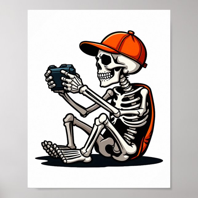 Póster Halloween Skeleton Gamer Video Gaming 1  (Frente)