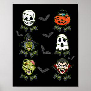 Póster Halloween Skeleton Gaming Witch Vampiro Zombie Boy
