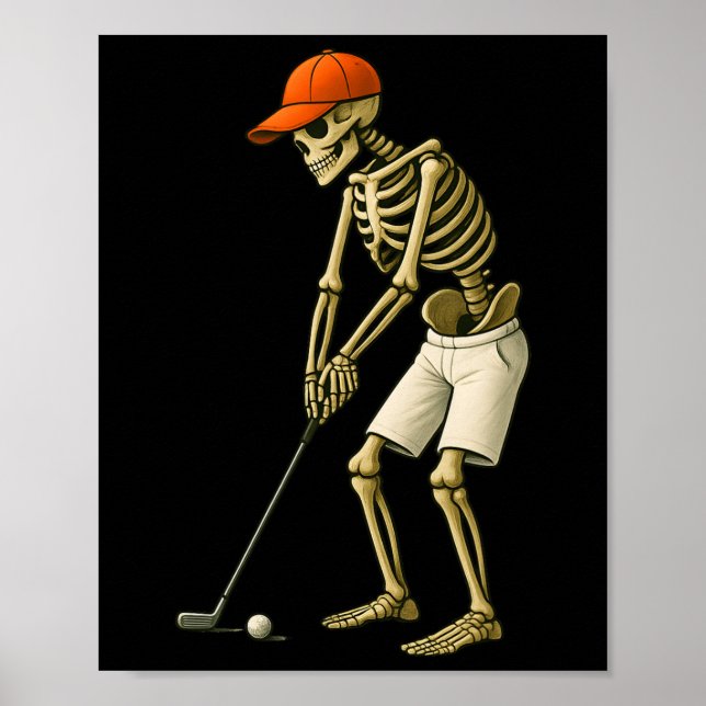 Póster Halloween Skeleton Golf Costume Funny Hombres Niño (Frente)