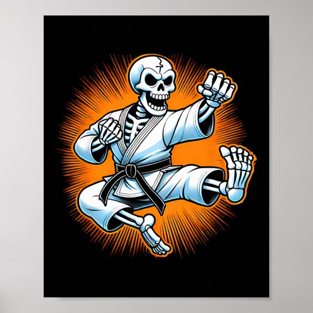 Póster Halloween Skeleton Karate 1 (Frente)