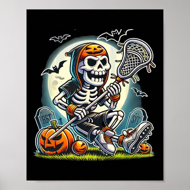 Póster Halloween Skeleton Lacrosse (Frente)