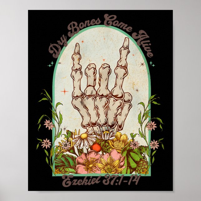 Póster Halloween Skeleton Los huesos secos se vuelven viv (Frente)