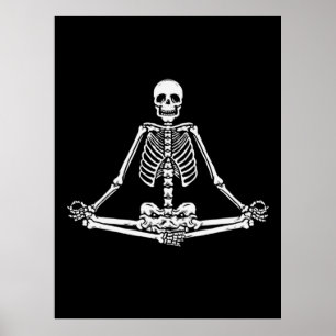Póster Halloween Skeleton Lotus Yoga Balance Cumpleaños