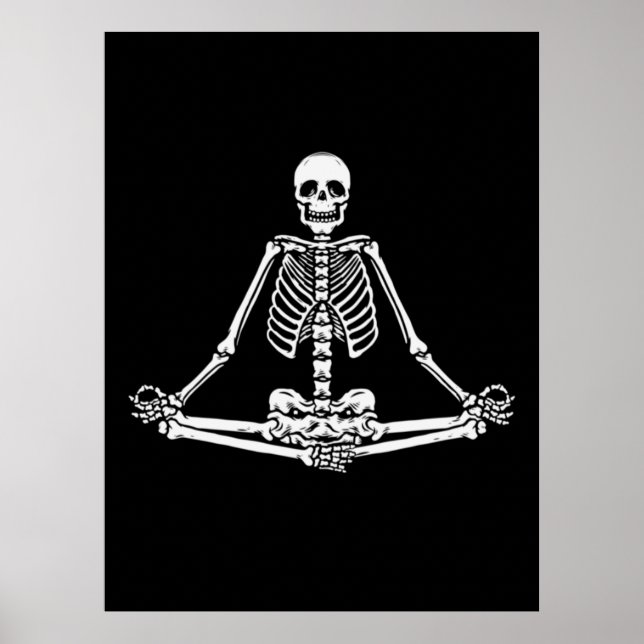 Póster Halloween Skeleton Lotus Yoga Balance Cumpleaños (Frente)