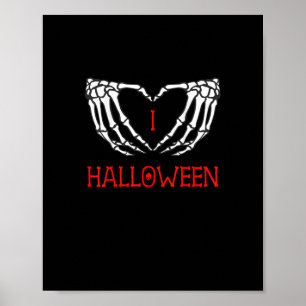 Póster Halloween Skeleton manos formando el corazón gótic