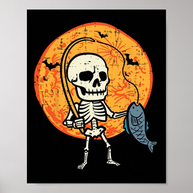 Póster Halloween Skeleton Pescador disfraz Hombres B (Frente)
