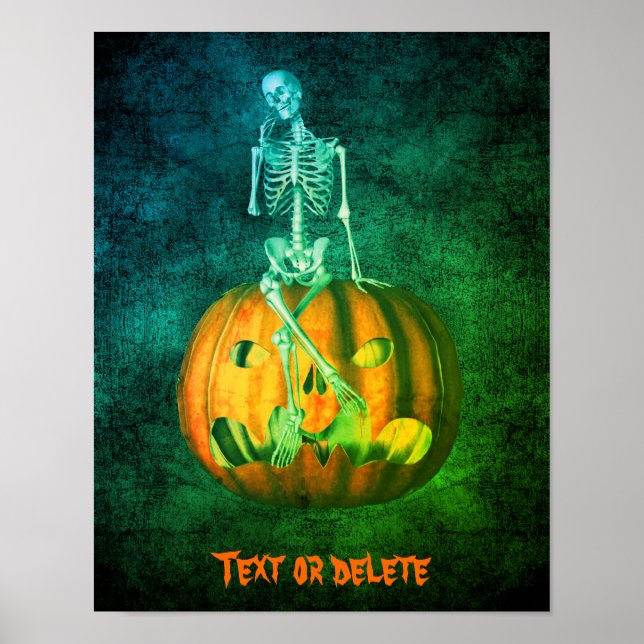 Póster Halloween Skeleton Pumpkin personalizado (Frente)