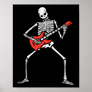 Póster Halloween Skeleton Rock Guitar Costume Rockeros